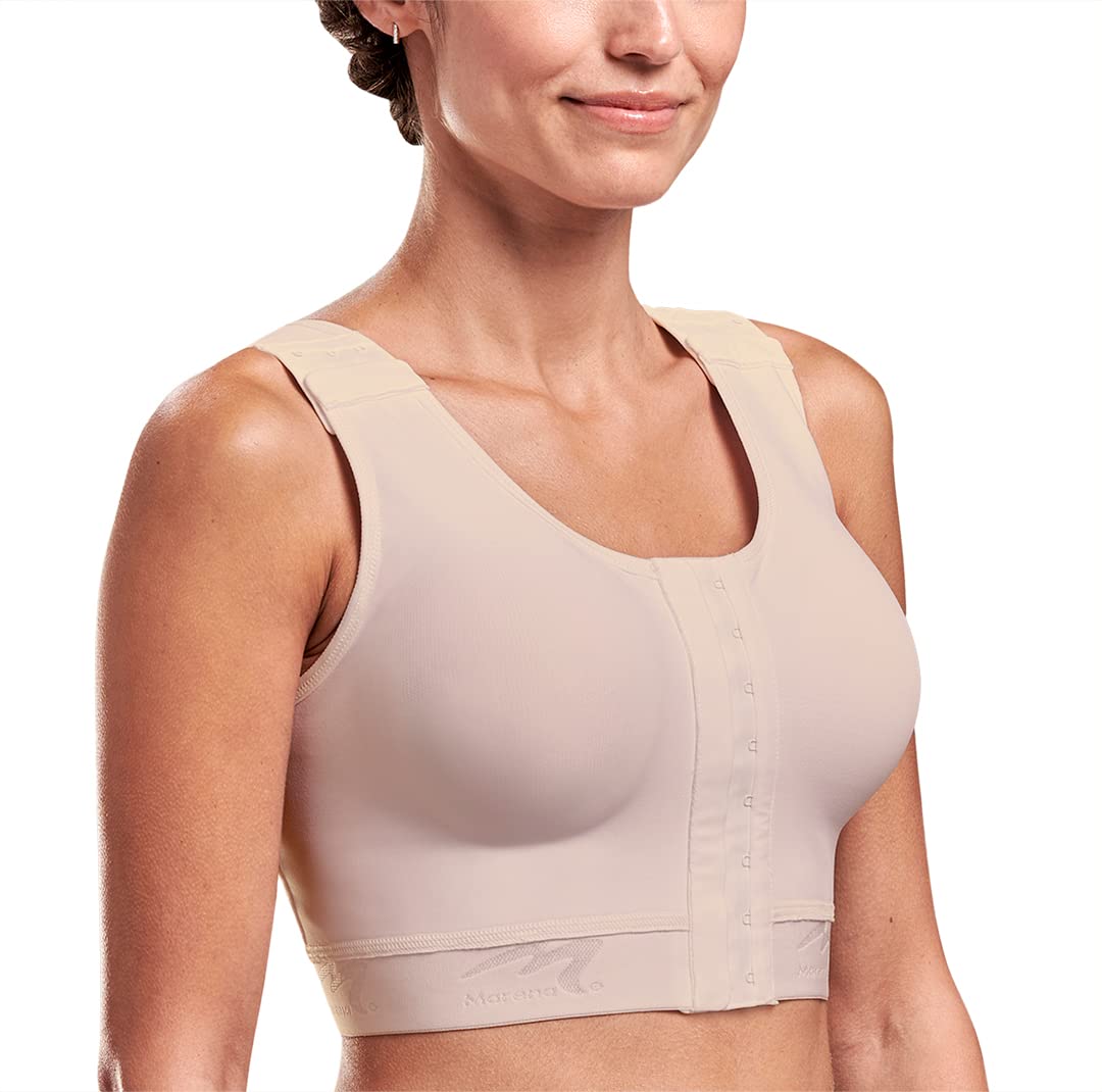 MARENA Caress High Coverage Pocketed Bra - Compression Support Mastectomy Bra Beige - Image 3