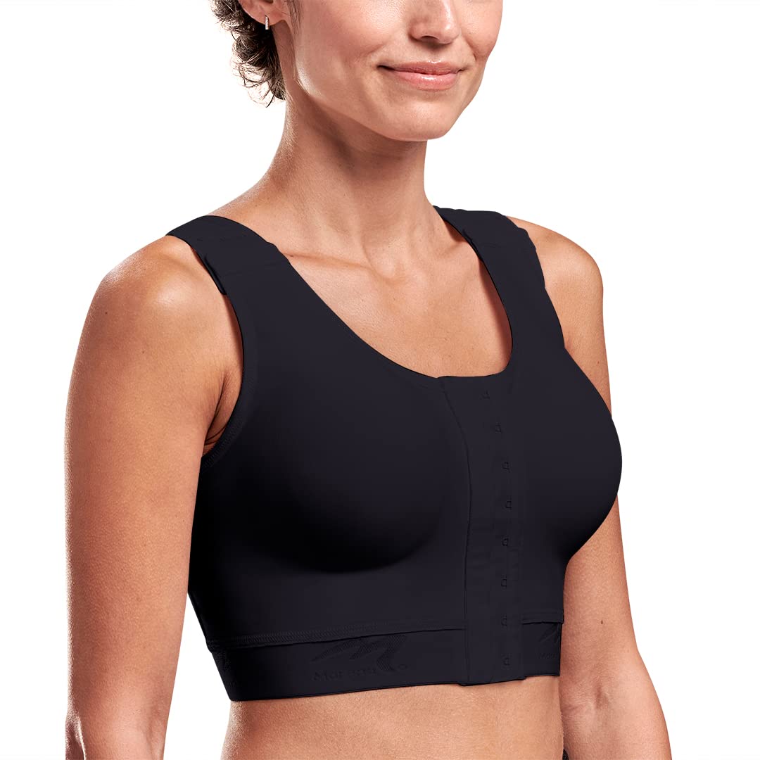 MARENA Caress High Coverage Pocketed Bra - Compression Support Mastectomy Bra Black - Image 3