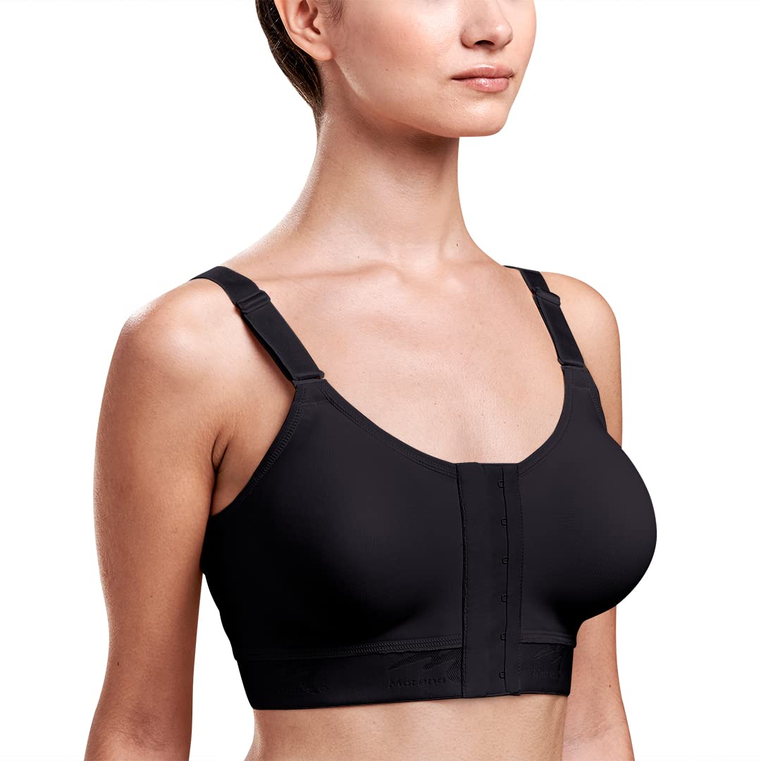 MARENA Caress Low Coverage Pocketed Bra - Compression Support Mastectomy Bra Black - Image 3