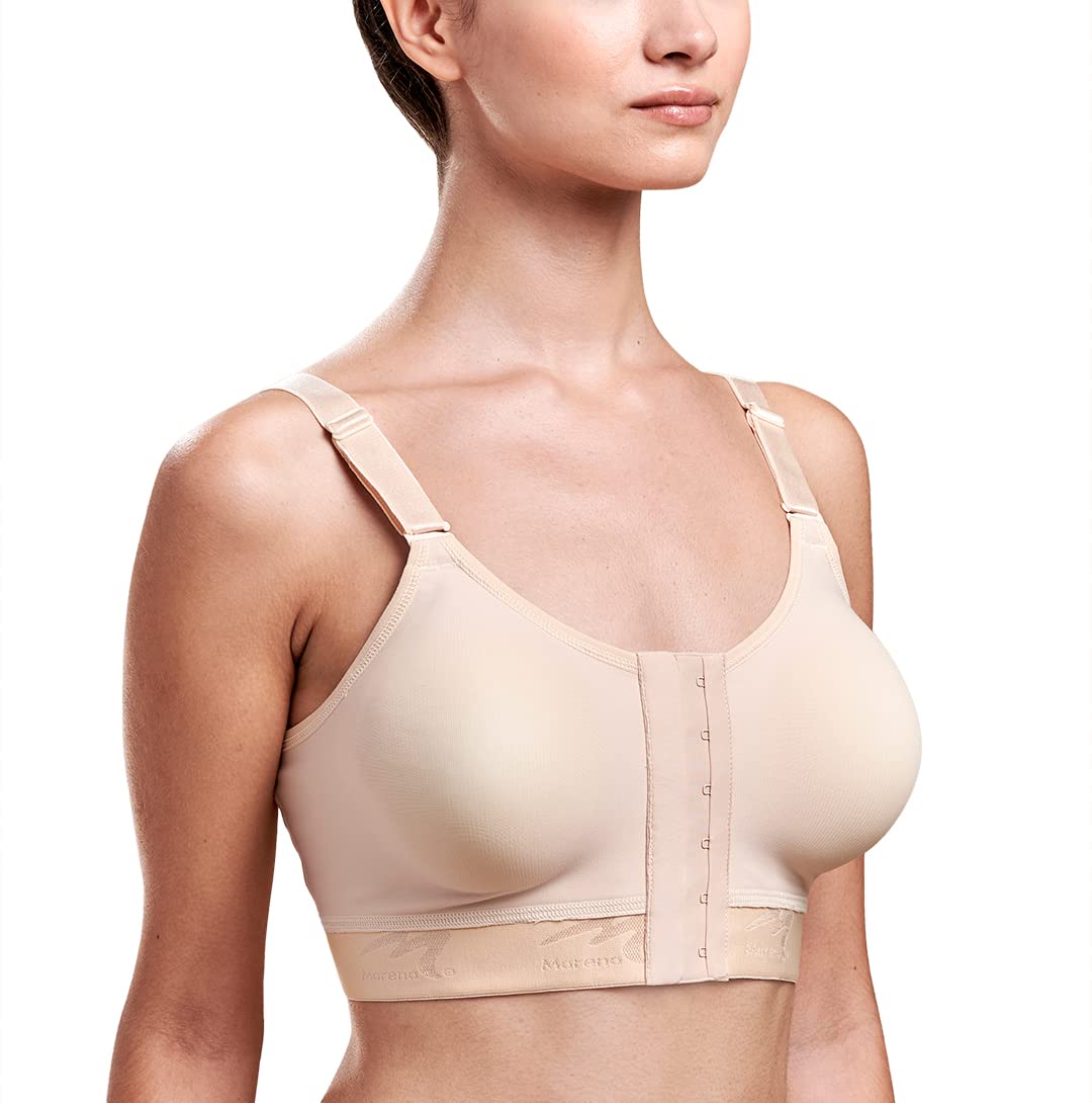 MARENA Caress Low Coverage Pocketed Bra - Compression Support Mastectomy Bra Beige - Image 3