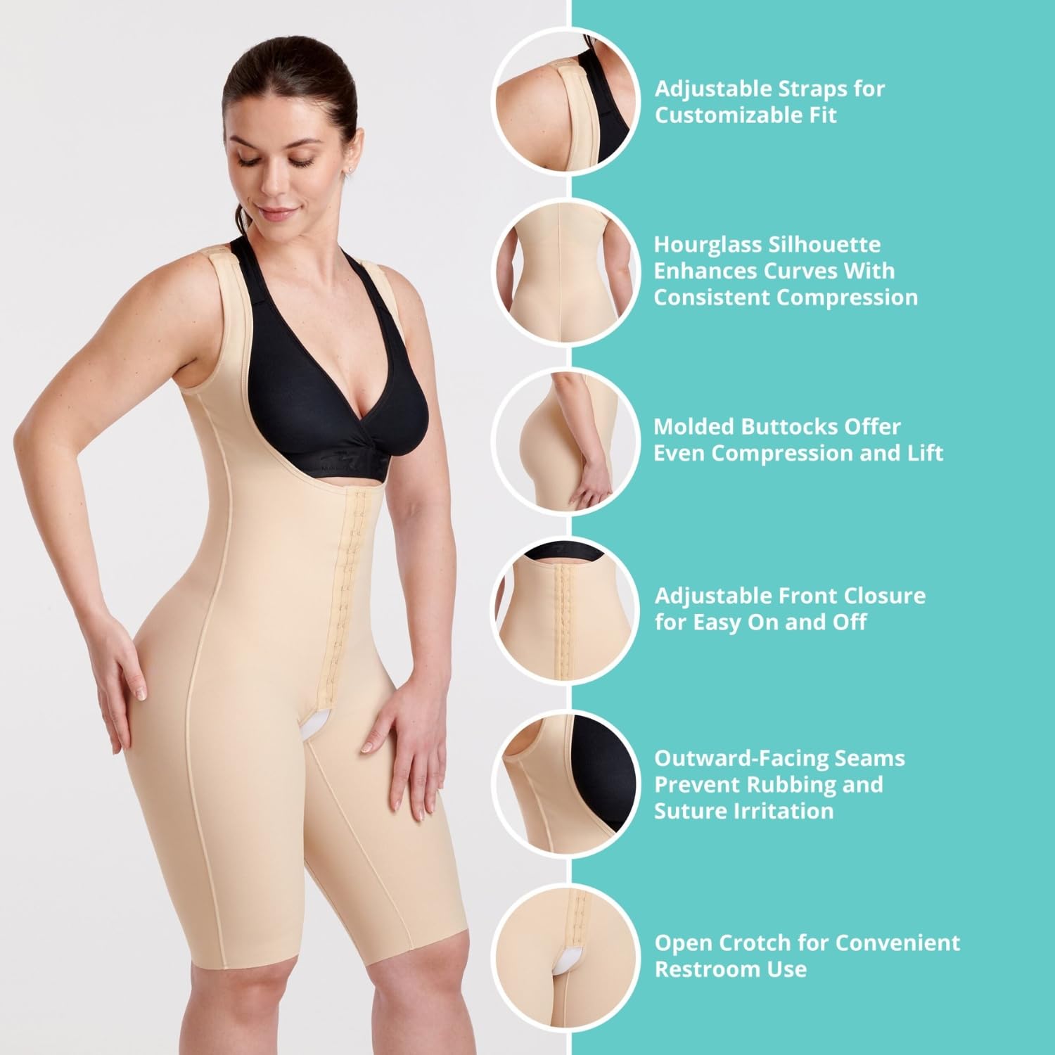 MARENA FCBHRS Female Curves Bodysuit - Short Length - Tummy Control Post Surgery Compression Garment - Image 4