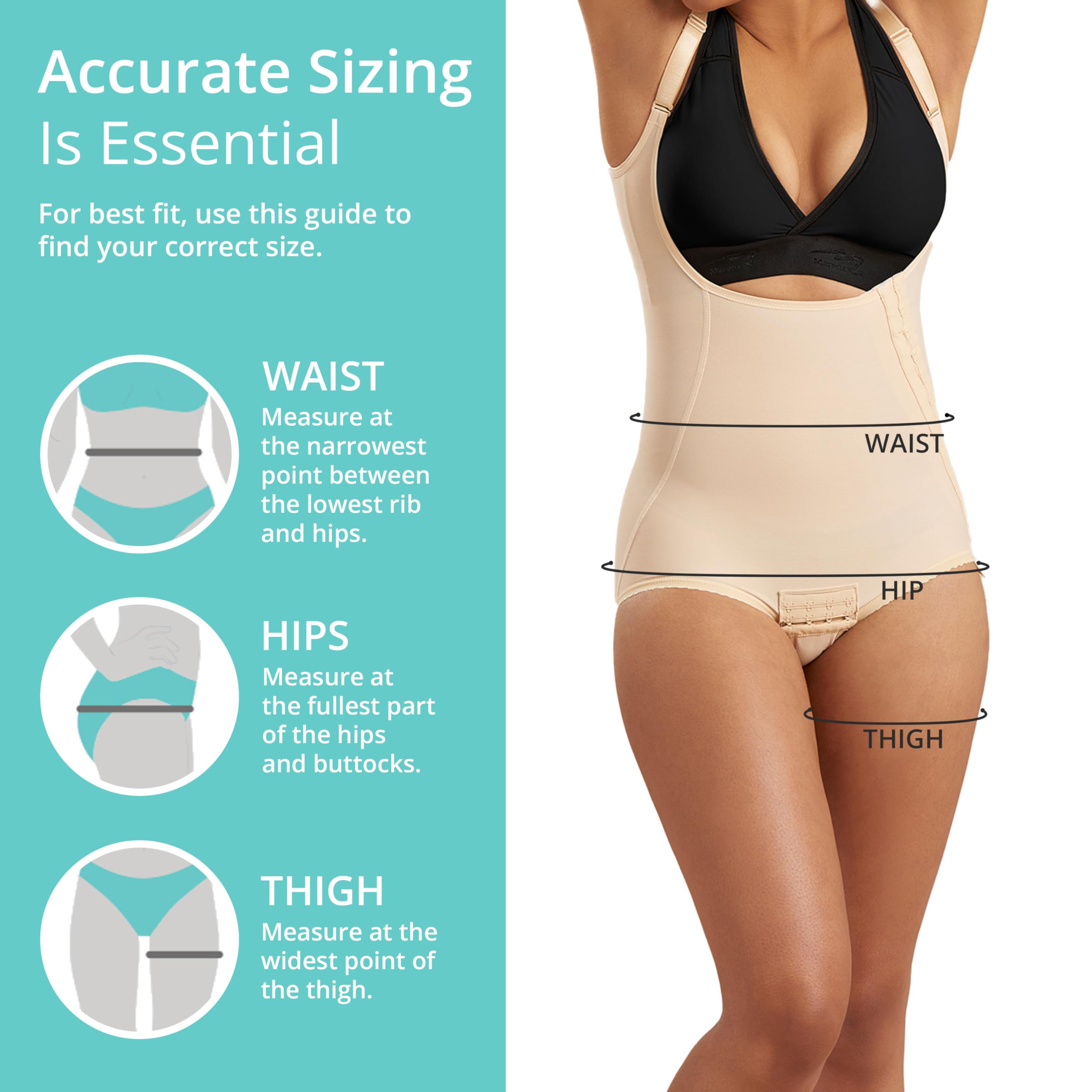 MARENA SFBHA Recovery Panty-Length Post-surgical Compression Girdle, High-Back - Adjustable Bikini Length - Large, Beige - Image 4