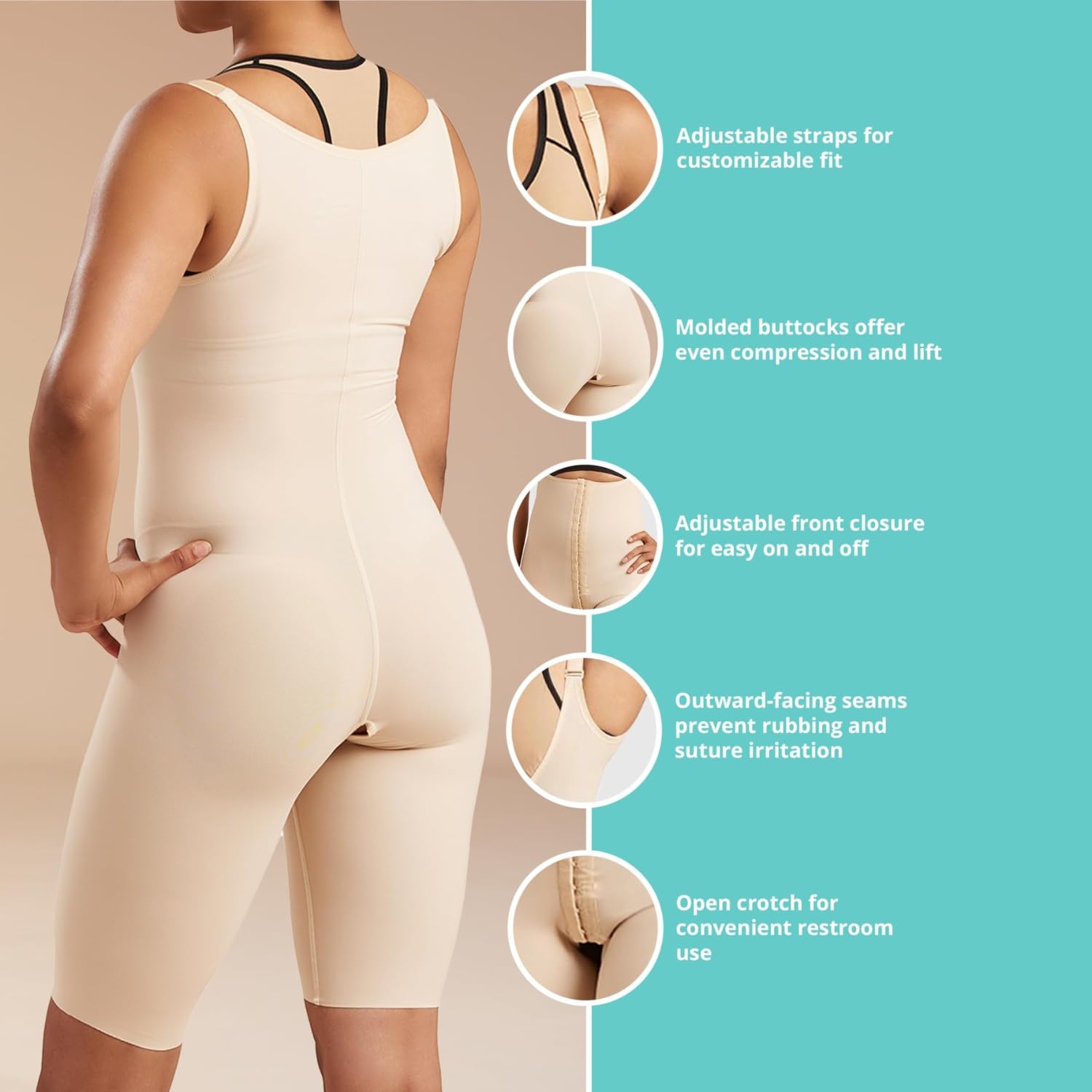 Marena SFBHS Women’s Girdle with High Back, Short-Length - Post-Surgical Shapewear Support - Image 3